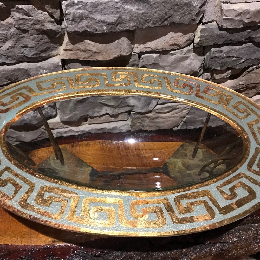 Evans Designs Original Art Made in California - Decorative Glass Bowl with Stand